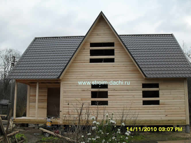 деревянный дом, стены - профилированный брус